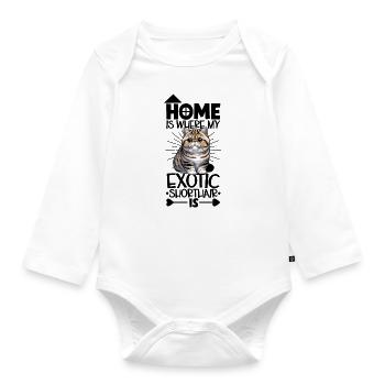 Home - Exotic Shorthair - Organic Longsleeve Baby Bodysuit - white - Front
