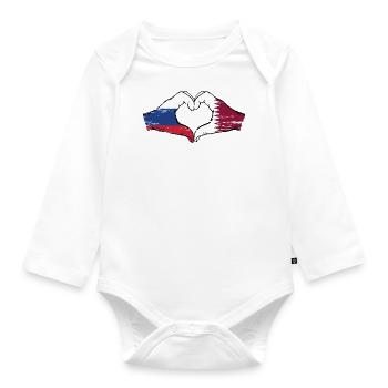 Russland Katar Flagge Hände Herzform used - Baby Bio-Langarm-Body - Weiß - Vorne