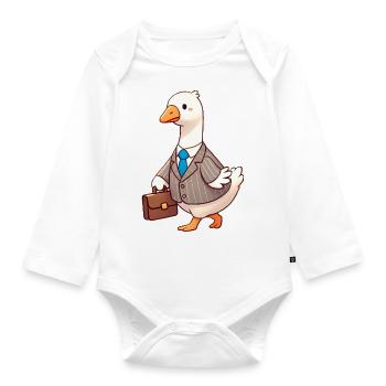 Oie sérieuse dans la conception de costume d’affaires - Body Bébé bio manches longues - blanc - Devant