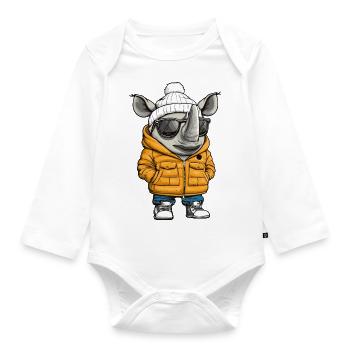 Rhino Winter - Organic Longsleeve Baby Bodysuit - white - Front