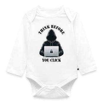 Denke nach bevor du klickst - Cyber Sicherheit - Baby Bio-Langarm-Body - Weiß - Vorne