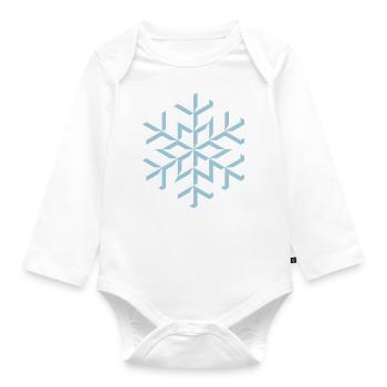 Snowflake 3D (Snow / Snowing / Winter Magic) - Organic Longsleeve Baby Bodysuit - white - Front