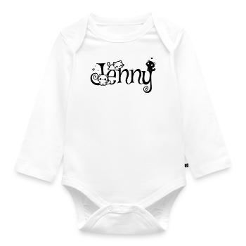 Jenny Nom Prénom Nom du chaton - Body Bébé bio manches longues - blanc - Devant