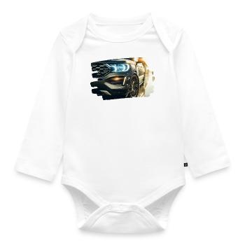 Modern luxury car in the rain reflection - Organic Longsleeve Baby Bodysuit - white - Front