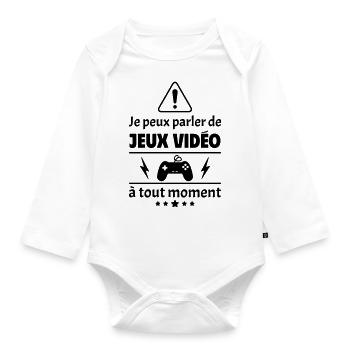 Je peux parler de jeux vidéo, gaming, console,noël - Body Bébé bio manches longues - blanc - Devant