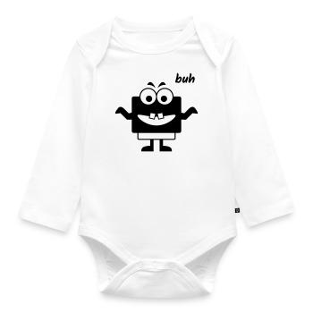 Kleines Monster macht Buh - Baby Bio-Langarm-Body - Weiß - Vorne