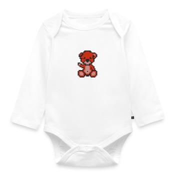 Pixelbär Pfeffer - Baby Bio-Langarm-Body - Weiß - Vorne
