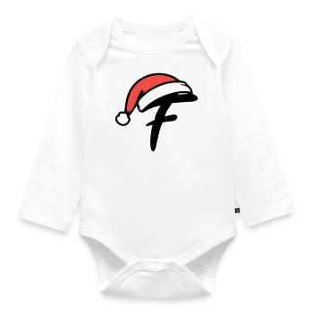 Buchstabe F weihnachtlich - Baby Bio-Langarm-Body - Weiß - Vorne