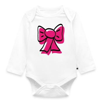 Pinke Schleife - Baby Bio-Langarm-Body - Weiß - Vorne