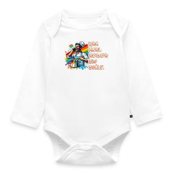 Good man takes care of himself - cooking joy - Organic Longsleeve Baby Bodysuit - white - Front