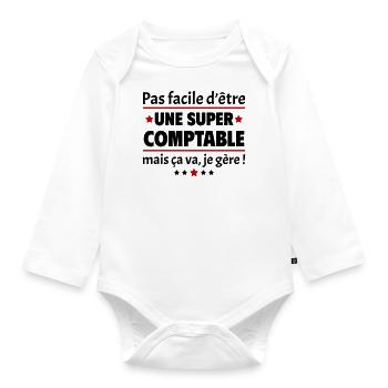 Pas facile d'être une super comptable, cadeau noël - Body Bébé bio manches longues - blanc - Devant