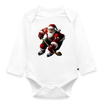 hockey player Christmas - Organic Longsleeve Baby Bodysuit - white - Front