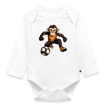 Monkey Soccer - Organic Longsleeve Baby Bodysuit - white - Front
