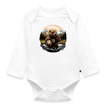 Joueur de rugby Beaver - Body Bébé bio manches longues - blanc - Devant