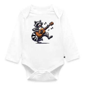 Raccoon Guitare Musique - Body Bébé bio manches longues - blanc - Devant