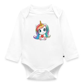 licorne et cœur - bébé licorne, idée cadeau enfant - Body Bébé bio manches longues - blanc - Devant