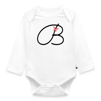 Buchstabe B Anfangsbuchstabe Schmetterling - Baby Bio-Langarm-Body - Weiß - Vorne