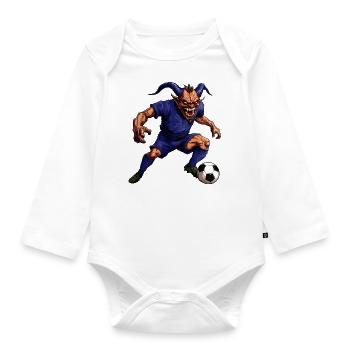 Devil Footballer - Organic Longsleeve Baby Bodysuit - white - Front