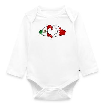 Mexiko Bahrain Flagge Hände Herzform used used - Baby Bio-Langarm-Body - Weiß - Vorne
