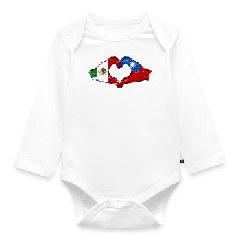 Mexique Taiwan drapeau mains forme de coeur utilisé - Body Bébé bio manches longues - blanc - Devant