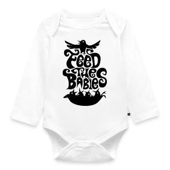 nourrissez les bébés ! Nourriture Totem Nid d’Oiseau des années soixante - Body Bébé bio manches longues - blanc - Devant