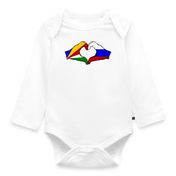 Seychellen Russland Flagge Hände Herzform - Baby Bio-Langarm-Body - Weiß - Vorne