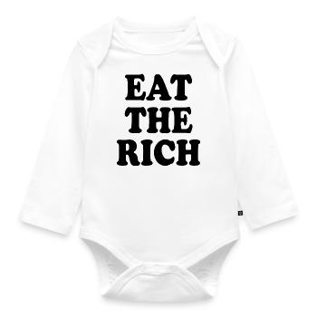 Eat the rich - Organic Longsleeve Baby Bodysuit - white - Front