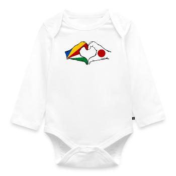 Seychelles Japan Flag Hands Heart Shape - Organic Longsleeve Baby Bodysuit - white - Front