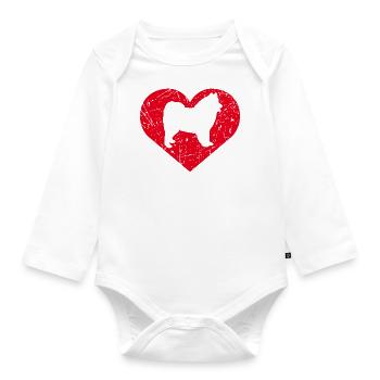 Akita Hund Herz - Baby Bio-Langarm-Body - Weiß - Vorne