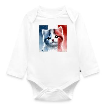 Mister Cat In Frankreich - Baby Bio-Langarm-Body - Weiß - Vorne