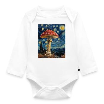 Mushroom Starry Night - Baby Bio-Langarm-Body - Weiß - Vorne