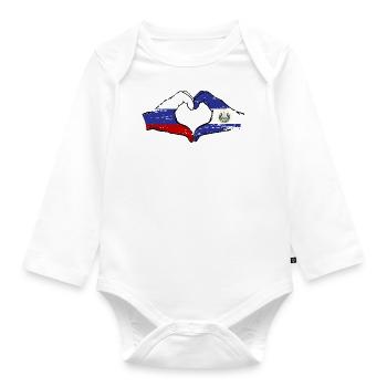 Russland El Salvador Flagge Hände Herzform used - Baby Bio-Langarm-Body - Weiß - Vorne
