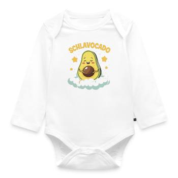 Schlavocado Avocado Offizielles Schlafshirt Schlaf - Baby Bio-Langarm-Body - Weiß - Vorne