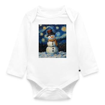 Snowman - Organic Longsleeve Baby Bodysuit - white - Front