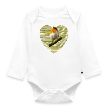 Robin Bird - Organic Longsleeve Baby Bodysuit - white - Front