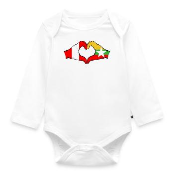 Pérou Myanmar Drapeau Mains Coeur Forme - Body Bébé bio manches longues - blanc - Devant