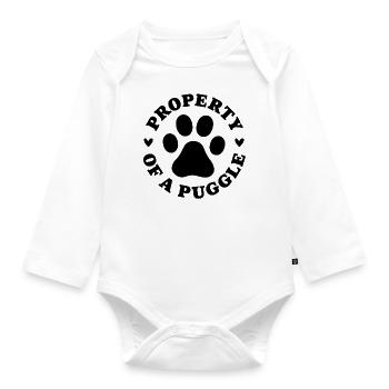 Property of a Puggle - Organic Longsleeve Baby Bodysuit - white - Front