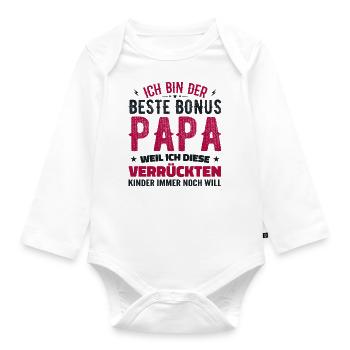 Bonus Dad Stepdad Bonus Dad Dad Gift - Organic Longsleeve Baby Bodysuit - white - Front