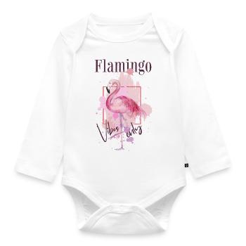 Flamingo Vibes Oiseau Exotique Été Rose Rose - Body Bébé bio manches longues - blanc - Devant