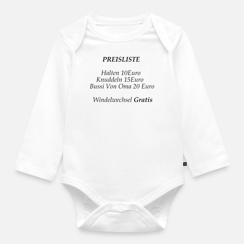 Liste de prix tenir kunddeln baiser de grand-mère - Body Bébé bio manches longues - blanc