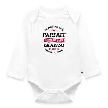 GIANNI PARFAIT - PRENOM GIANNI - Body Bébé bio manches longues - blanc - Devant