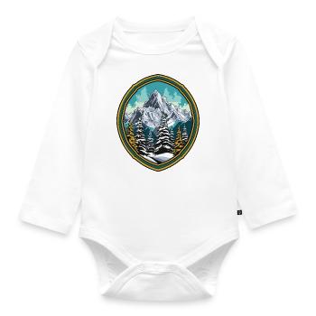 Mountains Forest Summits Ski - Organic Longsleeve Baby Bodysuit - white - Front