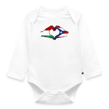 Ungarn Puerto Rico Hände Herzform used - Baby Bio-Langarm-Body - Weiß - Vorne