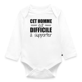 This man is hard to bear - Organic Longsleeve Baby Bodysuit - white - Front