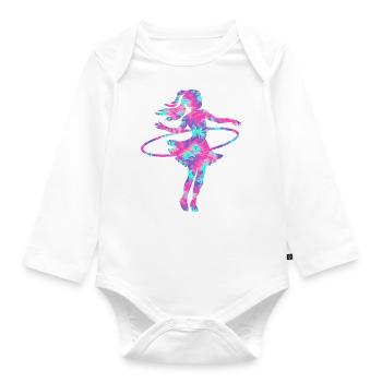 Dance Hoop Tie Dye Dancer Hoop - Organic Longsleeve Baby Bodysuit - white - Front