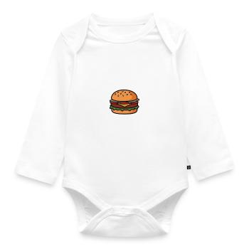 I run because i really like Cheeseburger Jogging - Organic Longsleeve Baby Bodysuit - white - Front