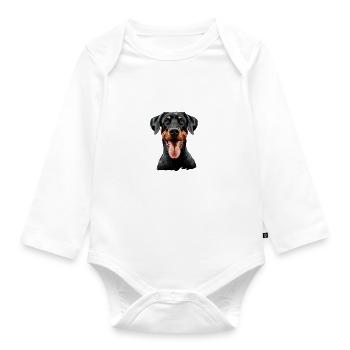 Parler Le Dobermann Humour Chien Dobermann - Body Bébé bio manches longues - blanc - Devant