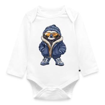 Paresseux Bande dessinée cool - Body Bébé bio manches longues - blanc - Devant