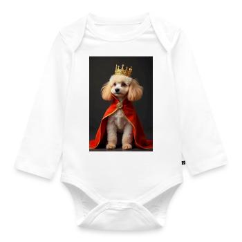 super cute dogs fashion victims – poodle Cavapoo - Organic Longsleeve Baby Bodysuit - white - Front