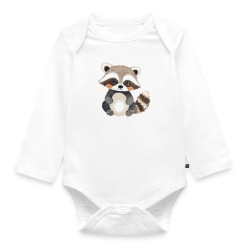 Waschbär Illustration - Baby Bio-Langarm-Body - Weiß - Vorne